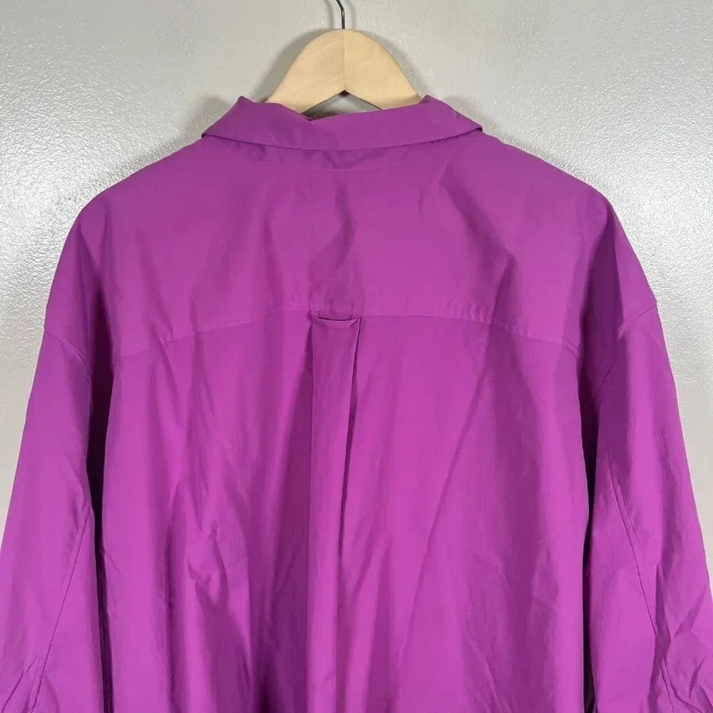 Athleta Oversized Poplin Top Button Up Size 3X Jazzy Purple Work Travel Office - Picture 11 of 13